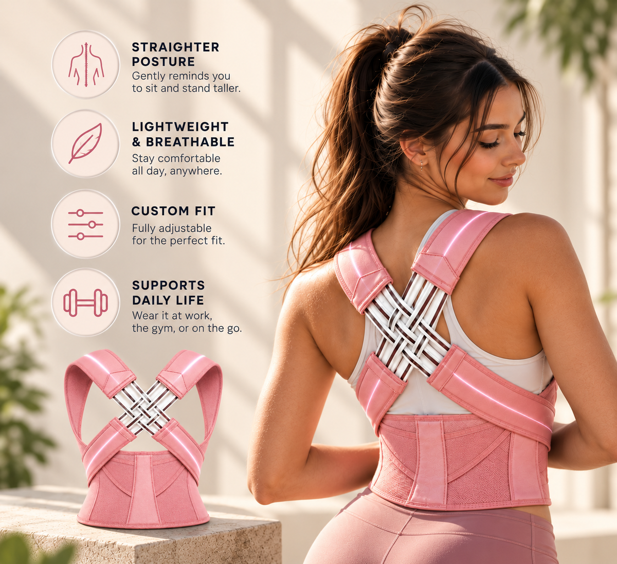 Adjustable Upper Back Posture Corrector for Men & Women – Back Straightener Support Brace